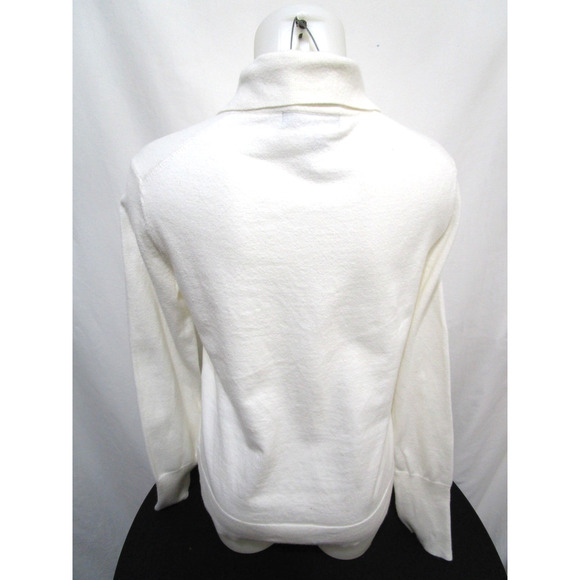 Banana Republic White Collared Long Sleeve 1/2 Button Sweater Women Sz S - Picture 6 of 7